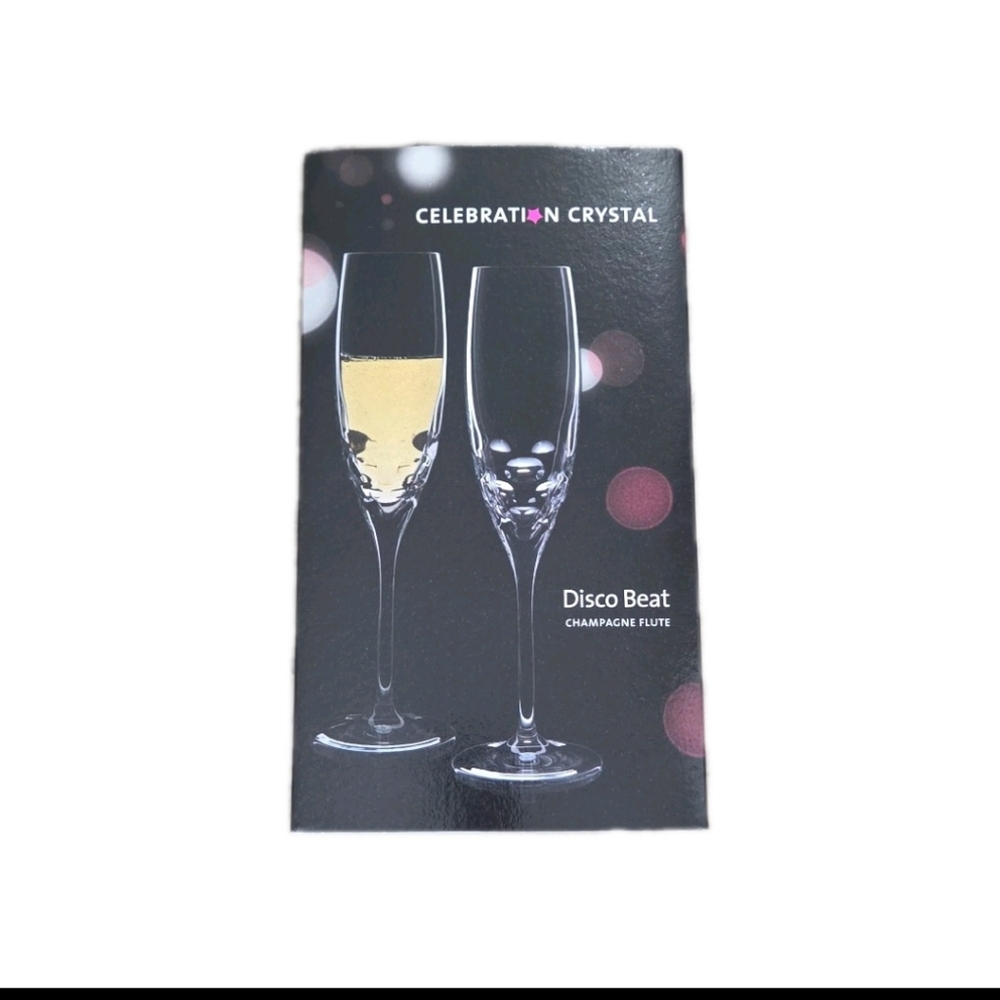 Celebration Crystal “Disco Beat” Champagne Flutes – Set of 4 – Elegant Crystal